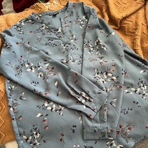 Hilary Radley Floral Blue Blouse